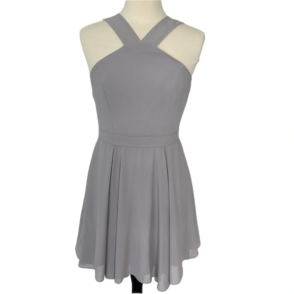 LULUS: Gray Skater Dress - Picture 1 of 8